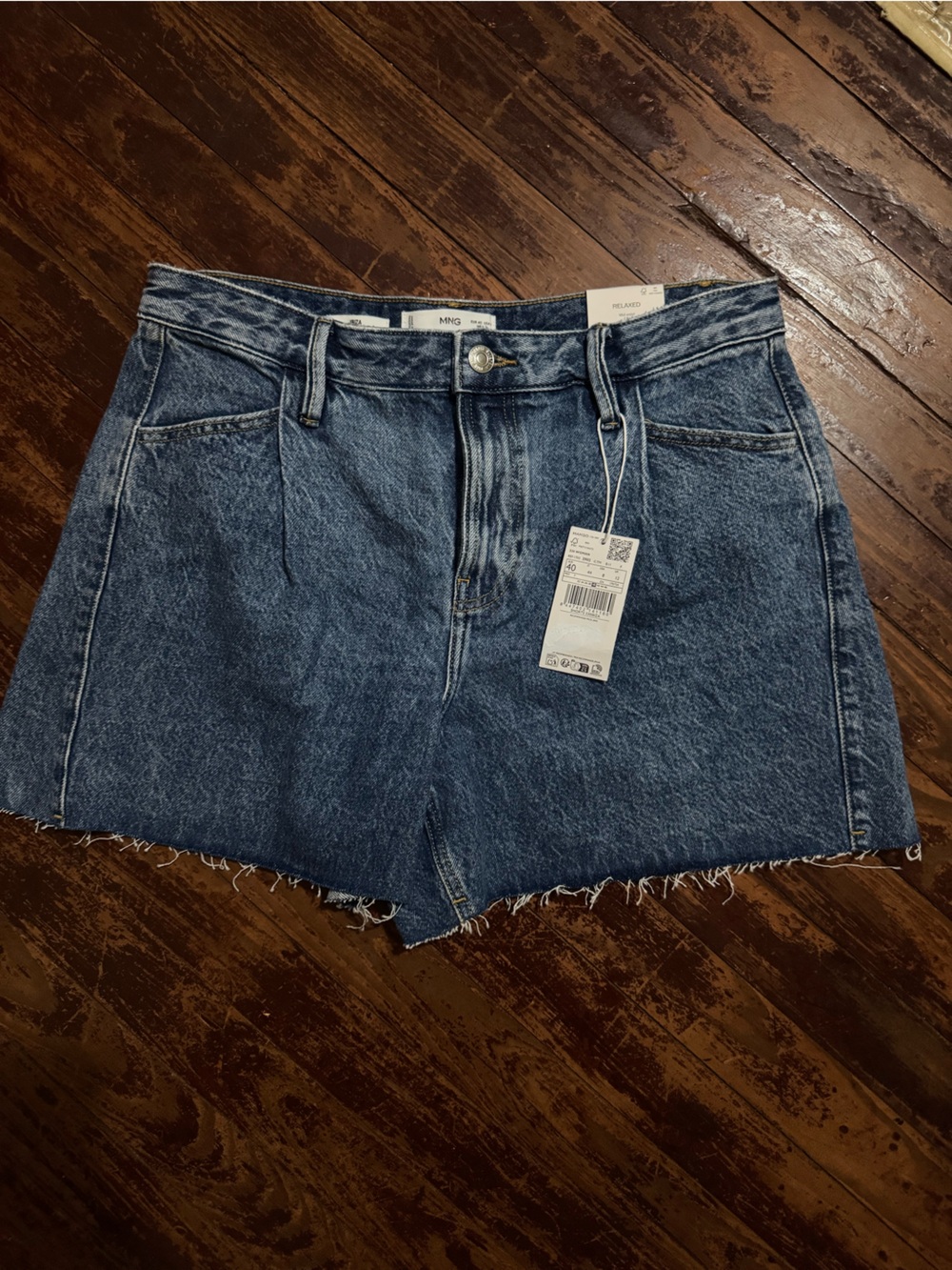 Mango Dark Blue Denim Cutoff Jean Shorts